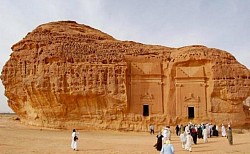 Mada’in Saleh (city of Saleh) is a pre-Islamic archaeological site located in the Al-Ula sector approximately 400km north-west of Madinah. It is here that the tribe of Thamud lived, famed for their ability to carve out homes in the mountains. The prophet Saleh (عليه السلام) was sent by Allah (ﷻ) to guide them but they rejected his teachings and were destroyed by an earthquake.